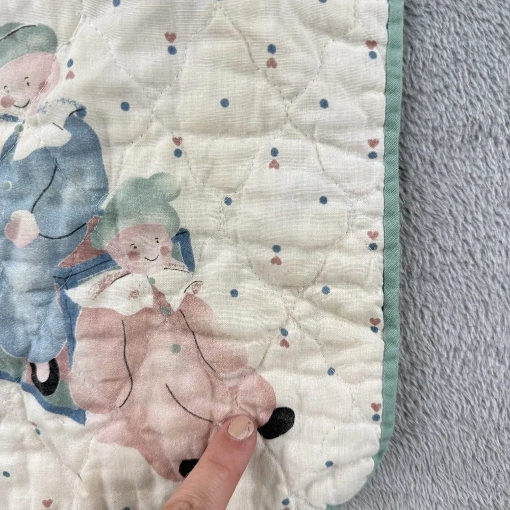 Vintage‎ 1980s Primitive Quilted Bib Clowns Baby Shower Gift Feeding